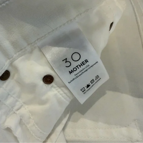 Mother The Insider Crop Step Fray in White Size 30